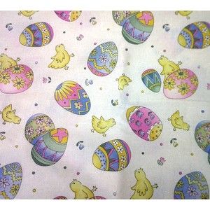 Vintage Easter Fabric by JoAnn Chicks Eggs Heavy Glitter 96x44 Over 2 Yards